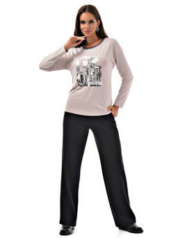 Лонгслив с принтом трикотаж пенье - А+б коллекция фото 29