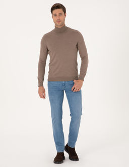 Vizon Melanj Slim Fit Bal_k__ Yaka Basic Triko Kazak