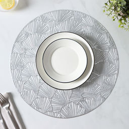 Набор салфеток сервировочных на стол Доляна Веер, d=38 см, 4 шт, цвет серебряный фото 11