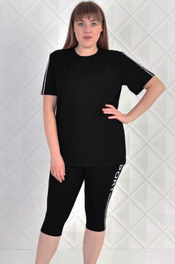 Арт. 5626 Костюм с велосипедками  50-58 (5 шт) Цвет:верх-черный,низ-черный