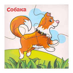 Развивающие пазлы из дерева «Домашние животные», 4 пазла, 16 деталей