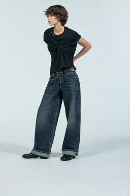 RELAXED FIT FOLD-UP LOW-RISE JEANS - Zara фото 23
