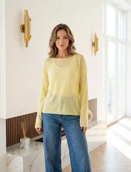 K13357 Джемпер легкий и майка (вязаный трикотаж) ЖЕЛТЫЙ