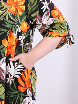Платье больших размеров с тропическим принтом - Almond фото 3
