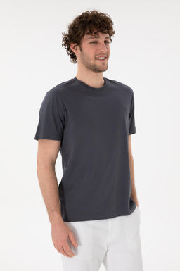 Erkek Regular Fit Bisiklet Yaka Antrasit Basic Ti__rt