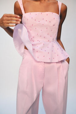 TOP CORSETERO RAYAS FLORES / Rosa