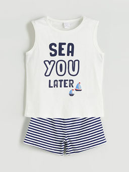 Bask?l? Erkek Bebek Atlet ve ?ort 2li