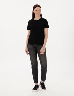 Siyah Regular Fit Bisiklet Yaka Basic Ti__rt