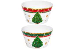 Набор 2 салатников 600 мл 13*13*7,5 см Новогодняя елка зеленый + красный узор NEW BONE CHINA - Elan gallery фото 6
