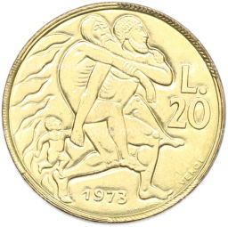 Монета 20 лир 1973 года Сан-Марино