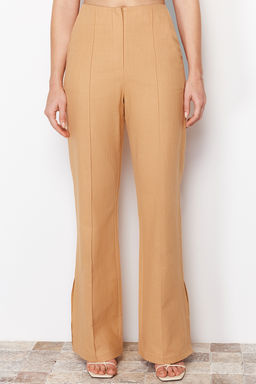 Camel Premium Straight/Duz Kesim Keten Dokuma Pantolon TWOSS24PL00079 - Trendyolmilla фото 5