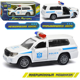 Белая инерционная служебная машинка Кроссовер die-cast,1:32, открывающиеся двери