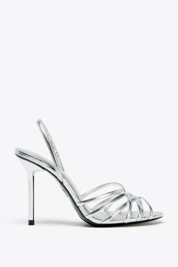 METALLIC-EFFECT HIGH-HEEL SANDALS - Zara фото 4