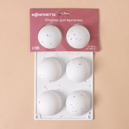 Форма для выпечки KONFINETTA «Фигуры. Полусфера», силикон, 27.8×16.3×3.4 см, 6 ячеек (d=6.7 см), белая