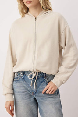 Tas Selanik/Triko Gorunumlu Oversize/Genis Kal?p Orme Sweatshirt TWOAW26SW00069