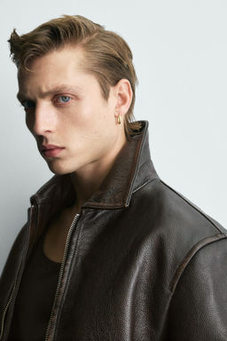 VINTAGE-EFFECT WASHED LEATHER JACKET LIMITED EDITION - Zara фото 7