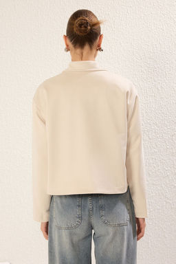 TRENDYOLMILLA Ekru Regular Suet Gomlek Yaka Ince Ceket Mont TWOSS25MO00011 фото 5