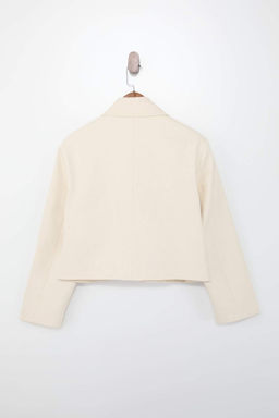 Bej Oversize Dugmeli Dokuma %100 Pamuk Ceket TWOSS26CE00021 - Trendyolmilla фото 2