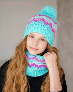 PQ 24 PD 24 Комплект для девочки флис (колпак+снуд) (52-54)