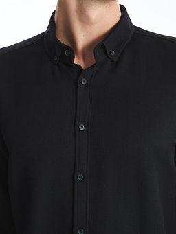 Slim Fit Uzun Kollu Arm?rl? Erkek Dokulu G?mlek