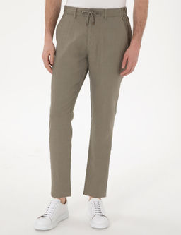 Haki Carrot Fit Keten Kanvas Pantolon