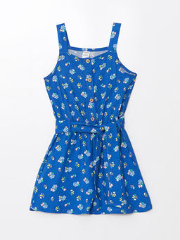 Kare Yaka Ask?l? ?i?ekli K?z Bebek Tulum