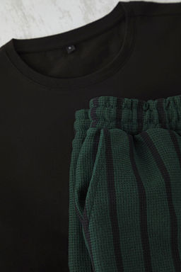 TRENDYOL MAN Siyah - Antrasit Regular Fit Cizgili Orme Pijama Tak?m? TMNSS25PT00029 - Trendyolmilla фото 2