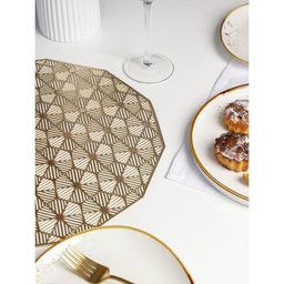Набор салфеток сервировочных на стол Доляна Гипноз, 4 шт, d=38 см, цвет золотой  фото 2