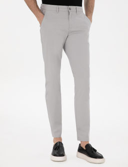 A__k Gri Slim Fit Kanvas Pantolon