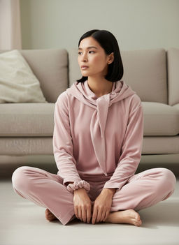 Костюм из велюра со съемным капюшоном и резинкой в комплекте OD-1009-1 розовый