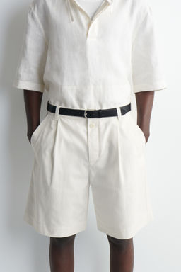 PLEATED DENIM-HERRINGBONE SHORTS - H&m фото 3