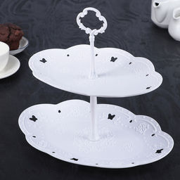 Этажерка для фруктов и десертов Вивьен, 2 ярусная, пластик, овальная, 25,5?17,5/30?21,5 см, белая