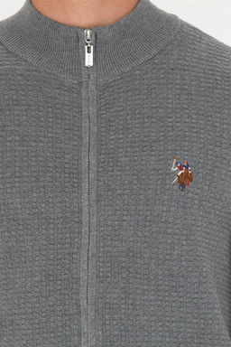 U. S. Polo Assn / Мужской серый меланжевый базовый трикотажный кардиган - U.s. polo assn фото 7