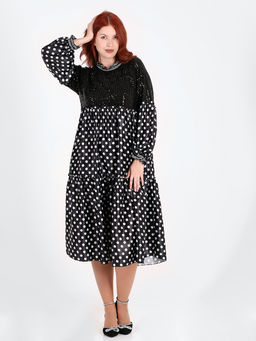 Платье больших размеров в горох - Almond фото 7