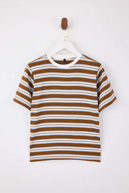 Mavi Cizgili Regular/Normal Kal?p K?sa Kollu Tok %100 Pamuk Vatkal? Orme T-Shirt TWOSS26TS00031