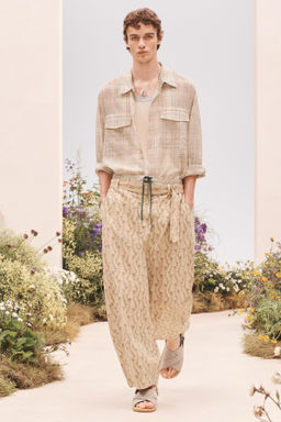 LNG SLV CHCK SHRT / Beige