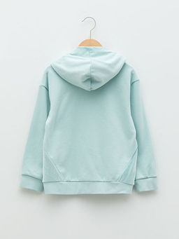 Kap??onlu Yaz? Bask?l? Uzun Kollu K?z ?ocuk Sweatshirt - Waikiki фото 2