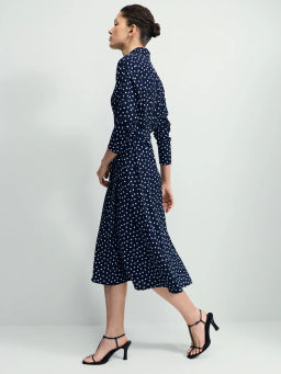 Приталенное платье с принтом в горошек / Zarina  фото 2