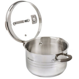 Кастрюля нержавеющая сталь, 3.9 л, с крышкой, крышка стекло, Daniks, Нара, GS-01413HY-20CA-2, серебр  фото 3