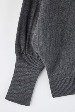 Siyah Genis Kal?p Yarasakol Kay?k Yaka Triko Kazak TWOAW26KZ00198 - Trendyolmilla фото 12