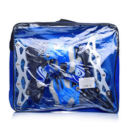 Ролики детские (размер S) черно-синие с белым, PU колёса со светом, в сумке