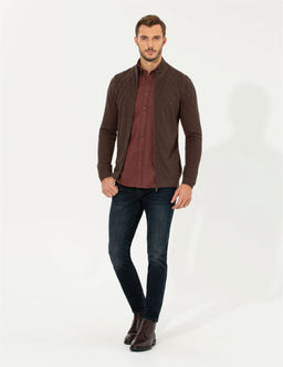 A__k Kahverengi Slim Fit Fermuarl_ Triko H_rka - Pierre cardin фото 4