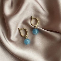 Серьги из голубого "Карибского" Кальцита