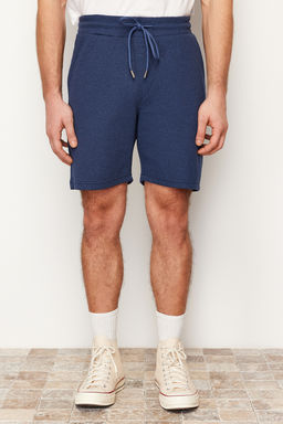 TRENDYOL MAN Indigo Slim/Dar Kesim Dokulu Waffle Lastik Belli Kordonlu Sort TMNSS24SR00029