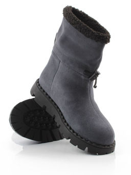 04-PAL273-3Z GRAY/BLUE Ботинки зимние женские (натуральная замша, 100% шерсть)