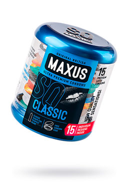 Презервативы Maxus, классические, латекс, железный кейс, 18 см, 5,3 см, 15 шт.