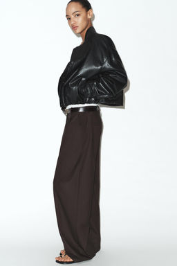 QUILTED LEATHER EFFECT BOMBER JACKET - Zara фото 13