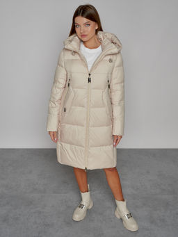 Пальто утепленное с капюшоном зимнее женское бежевого цвета 51155B - MaxRita фото 9