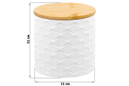 Банка д/хранения 650 мл 11*11*11 см Аргайл + бамбук.крышка, белый перламутр, доломит - Elan gallery фото 5