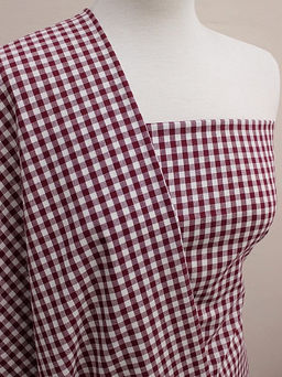 Пестрядь Клетка (6*6 мм) цв.бордово-вишневый, ш.1.45м, хлопок-100%, 130гр/м.кв - Купава фото 2